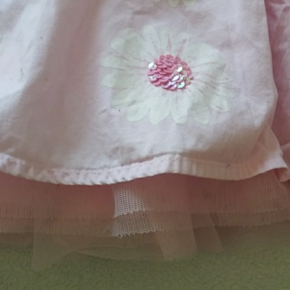 Pink daisy sequin circle skirt adjustable waist - Picture 3 of 7